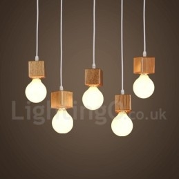 Designer Touch Decorative 5 Light Wood Rustic Lodge Pendant Light