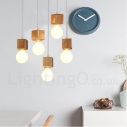 Designer Touch Decorative 5 Light Wood Rustic Lodge Pendant Light