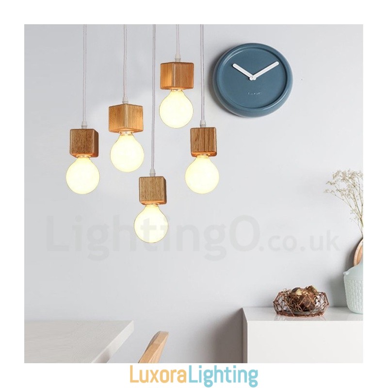 Designer Touch Decorative 5 Light Wood Rustic Lodge Pendant Light