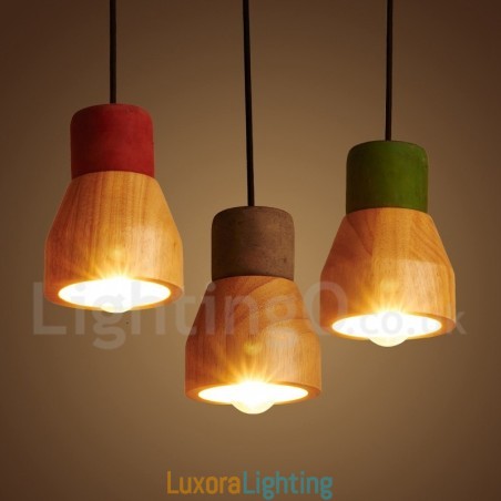 Designer Touch Decorative Vintage Wood Concrte Pendant Light