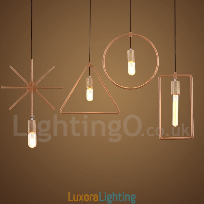 Designer Touch Decorative 1 Light Rustic Lodge Wooden Pendant Light