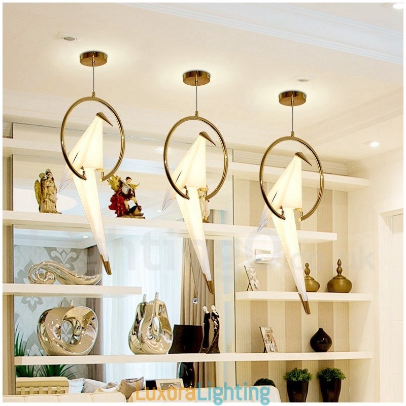 Designer Touch Decorative Modern Contemporary Paper Crane 1 Light Pendant Light