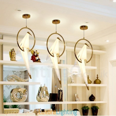 Designer Touch Decorative Modern Contemporary Paper Crane 1 Light Pendant Light