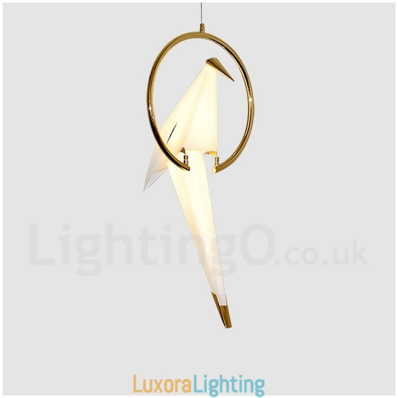 Designer Touch Decorative Modern Contemporary Paper Crane 1 Light Pendant Light