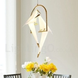 Designer Touch Decorative Modern Contemporary Paper Crane 2 Light Pendant Light