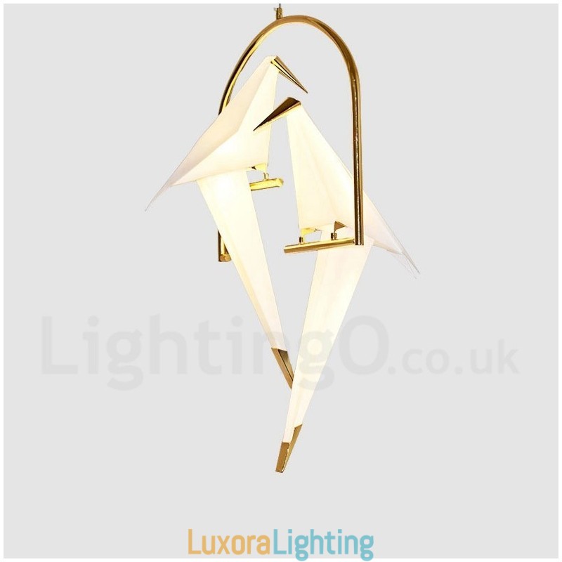 Designer Touch Decorative Modern Contemporary Paper Crane 2 Light Pendant Light