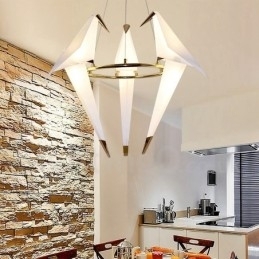 Designer Touch Decorative Modern Contemporary Paper Crane 3 Light Pendant Light