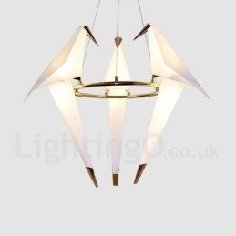 Designer Touch Decorative Modern Contemporary Paper Crane 3 Light Pendant Light