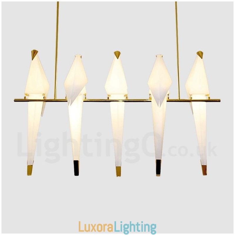 Designer Touch Decorative Modern Contemporary Paper Crane 5 Light Pendant Light