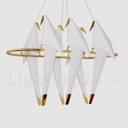 Designer Touch Decorative Modern Contemporary Paper Crane 6 Light Pendant Light
