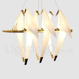 Designer Touch Decorative Modern Contemporary Paper Crane 6 Light Pendant Light