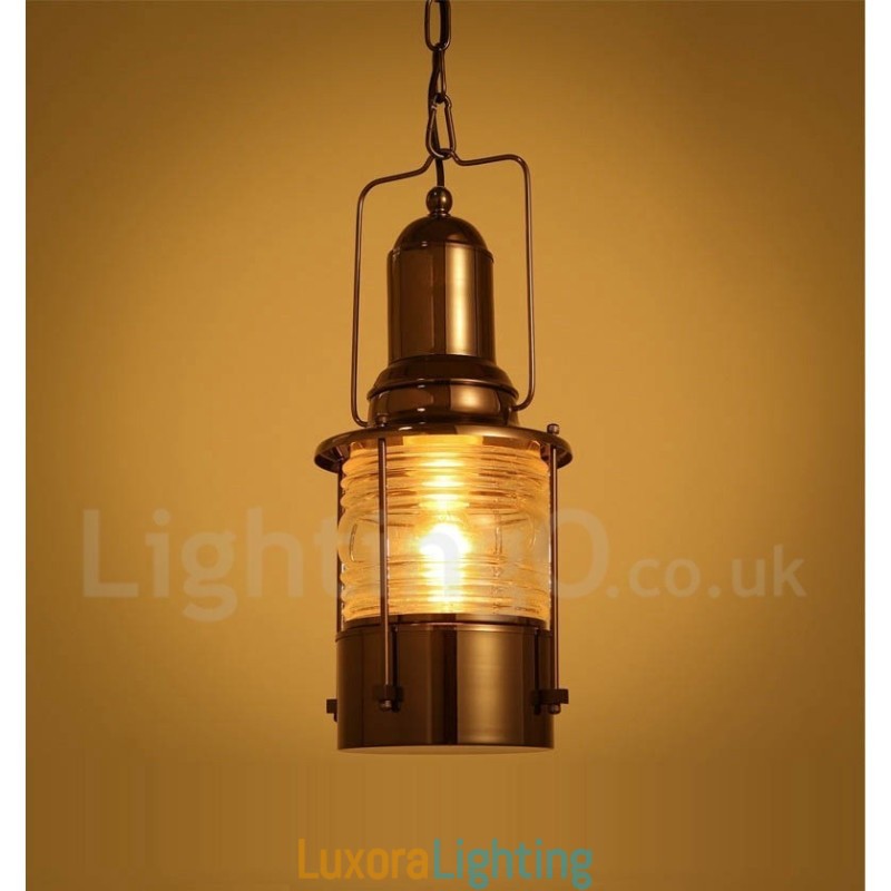 Designer Touch Decorative Retro Vintage 1 Light Lantern Copper Pendant Light