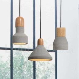 Designer Touch Decorative Single Light Modern Contemporary Wood Concrte Pendant Light