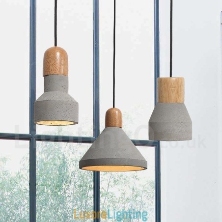 Designer Touch Decorative Single Light Modern Contemporary Wood Concrte Pendant Light