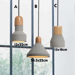 Designer Touch Decorative Single Light Modern Contemporary Wood Concrte Pendant Light