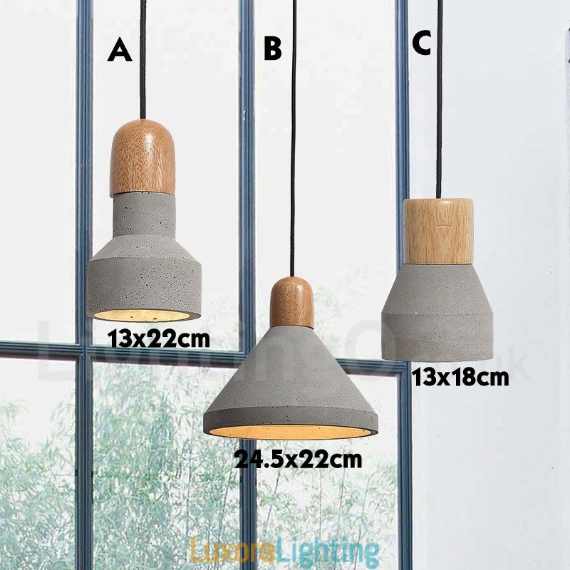 Designer Touch Decorative Single Light Modern Contemporary Wood Concrte Pendant Light