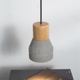 Designer Touch Decorative Single Light Modern Contemporary Wood Concrte Pendant Light