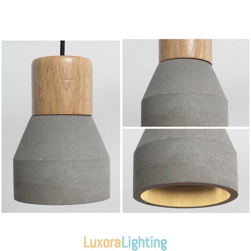 Designer Touch Decorative Single Light Modern Contemporary Wood Concrte Pendant Light