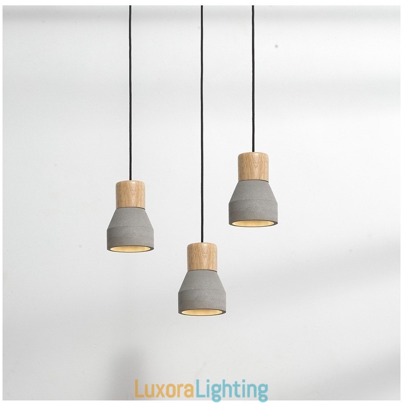 Designer Touch Decorative Single Light Modern Contemporary Wood Concrte Pendant Light