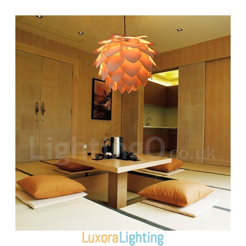 Designer Touch Decorative Rustic Lodge Wood Pinecone Pendant Light