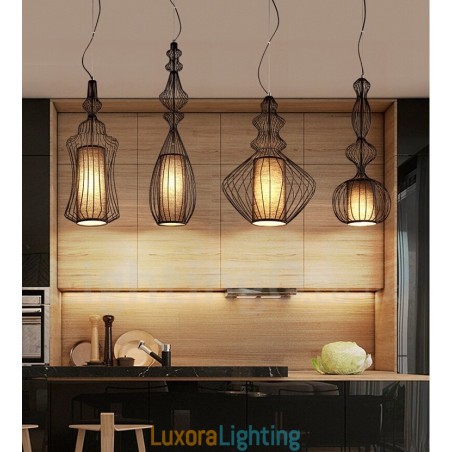 Designer Touch Decorative Country Vintage Metal Vase Shape Pendant Light