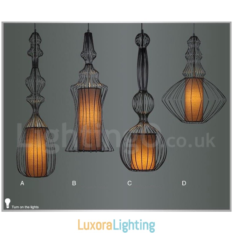 Designer Touch Decorative Country Vintage Metal Vase Shape Pendant Light