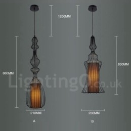 Designer Touch Decorative Country Vintage Metal Vase Shape Pendant Light