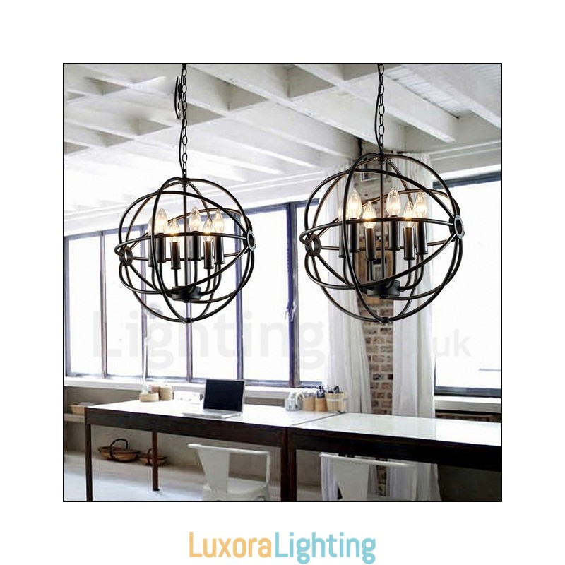 Designer Touch Decorative 6 Light Metal Globe Vintage Pendant Light