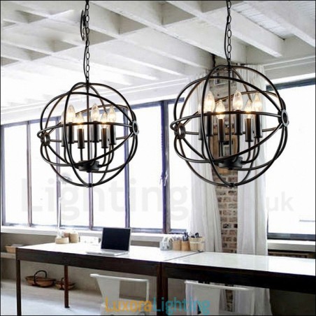 Designer Touch Decorative 6 Light Metal Globe Vintage Pendant Light