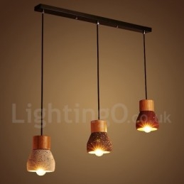 Designer Touch Decorative Modern Contemporary 1 Light Wood Concrte Pendant Light