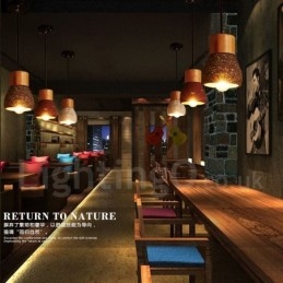 Designer Touch Decorative Modern Contemporary 1 Light Wood Concrte Pendant Light