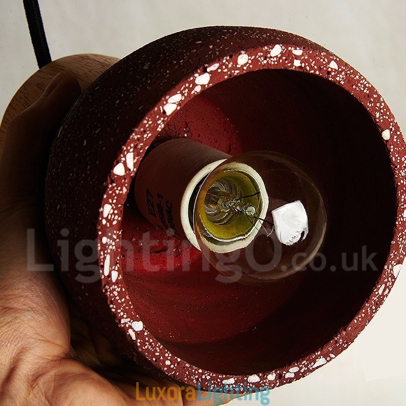 Designer Touch Decorative Modern Contemporary 1 Light Wood Concrte Pendant Light