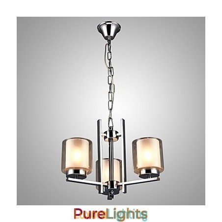 Designer Touch Decorative Iron Electroplated Chandelier with Glass Shade Classic Candle Lighting Lamp 3 Heads