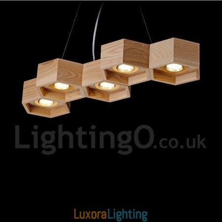 Designer Touch Decorative 5 Light Wood Modern Contemporary Pendant Light