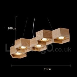 Designer Touch Decorative 5 Light Wood Modern Contemporary Pendant Light