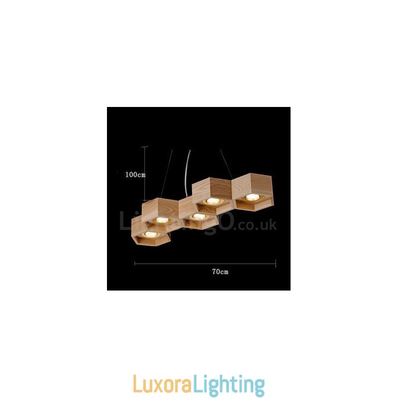 Designer Touch Decorative 5 Light Wood Modern Contemporary Pendant Light