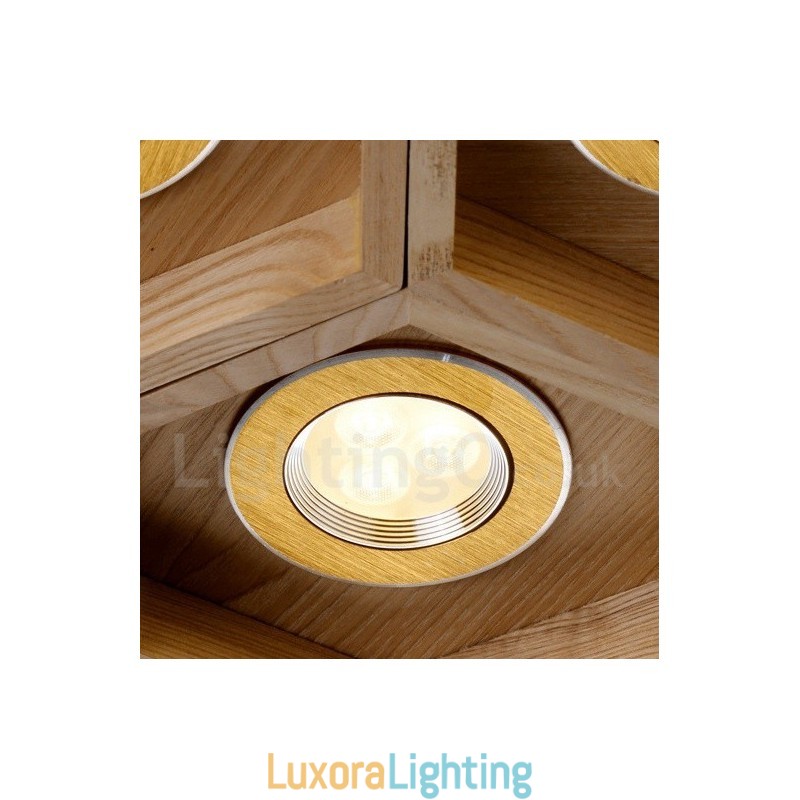 Designer Touch Decorative 5 Light Wood Modern Contemporary Pendant Light