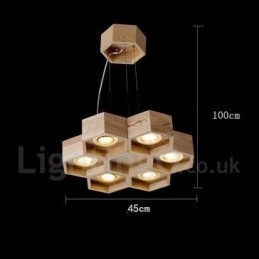 Designer Touch Decorative 6 Light Wood Modern Contemporary Pendant Light
