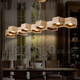 Designer Touch Decorative 7 Light Wood Modern Contemporary Pendant Light
