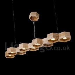 Designer Touch Decorative 7 Light Wood Modern Contemporary Pendant Light
