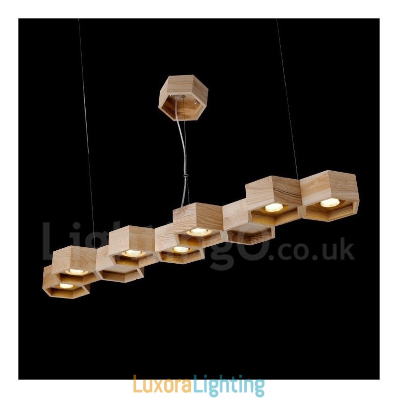 Designer Touch Decorative 7 Light Wood Modern Contemporary Pendant Light