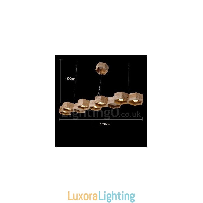 Designer Touch Decorative 7 Light Wood Modern Contemporary Pendant Light