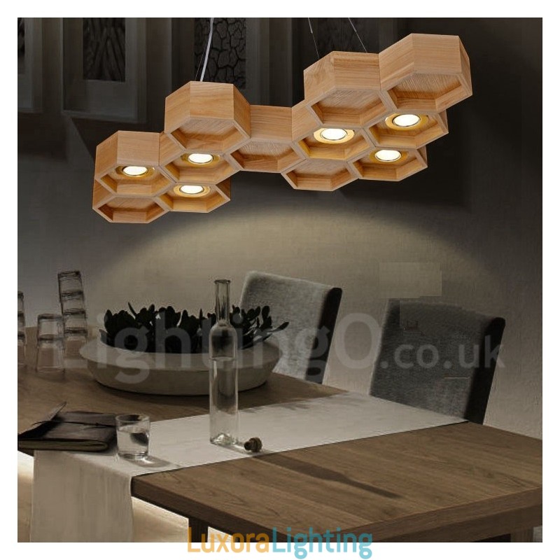Designer Touch Decorative 6 Light Wood Modern Contemporary Pendant Light