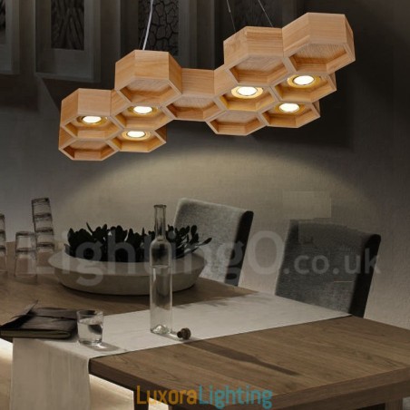 Designer Touch Decorative 6 Light Wood Modern Contemporary Pendant Light