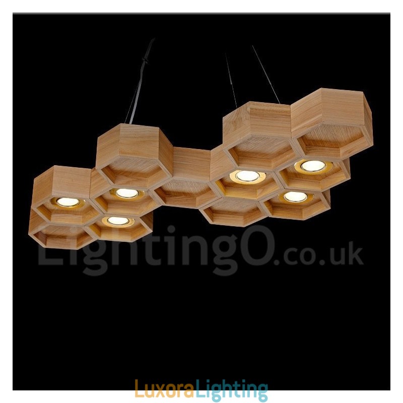 Designer Touch Decorative 6 Light Wood Modern Contemporary Pendant Light