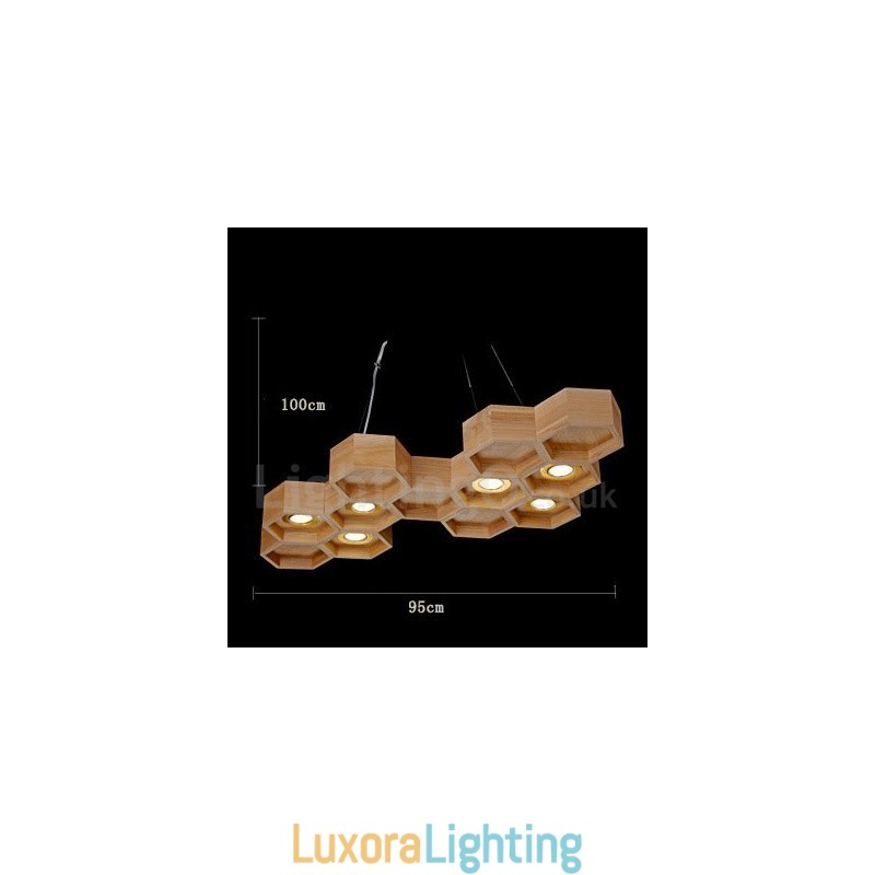 Designer Touch Decorative 6 Light Wood Modern Contemporary Pendant Light