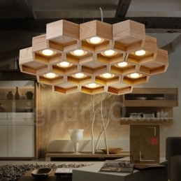 Designer Touch Decorative 12 Light Wood Modern Contemporary Pendant Light