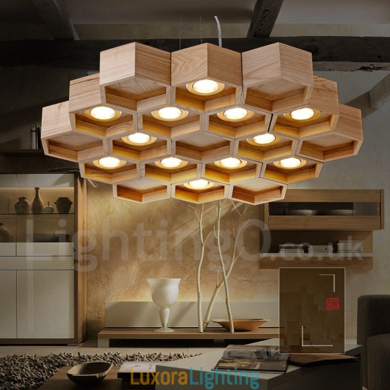 Designer Touch Decorative 12 Light Wood Modern Contemporary Pendant Light