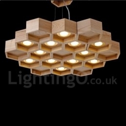 Designer Touch Decorative 12 Light Wood Modern Contemporary Pendant Light