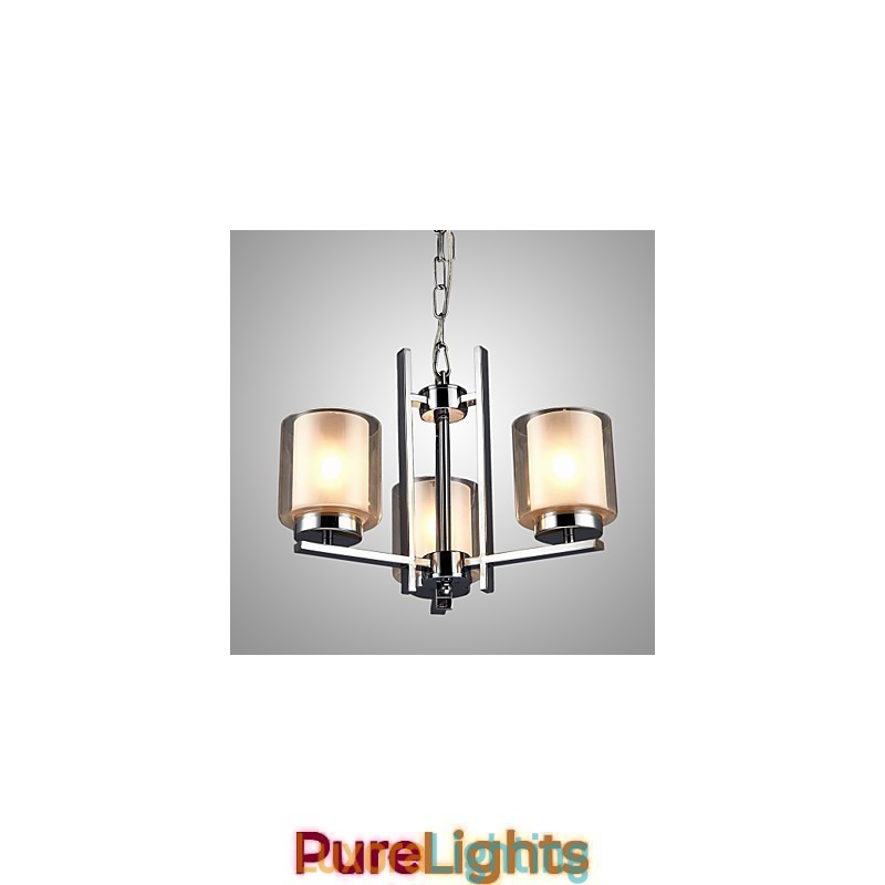 Designer Touch Decorative Iron Electroplated Chandelier with Glass Shade Classic Candle Lighting Lamp 3 Heads